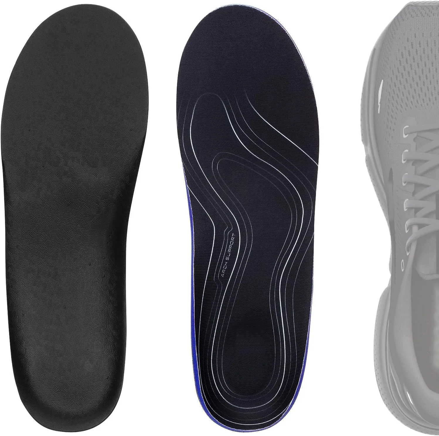 Linkidea 2 Pairs Arch Support Shoe Insoles Compatible with Brooks Ghost 15, GTS 23, Anthem 6, Replacement Shoe Inserts, Shock Absorption and Cushioning for Feet Relief (US Men 7.5/Women 9)