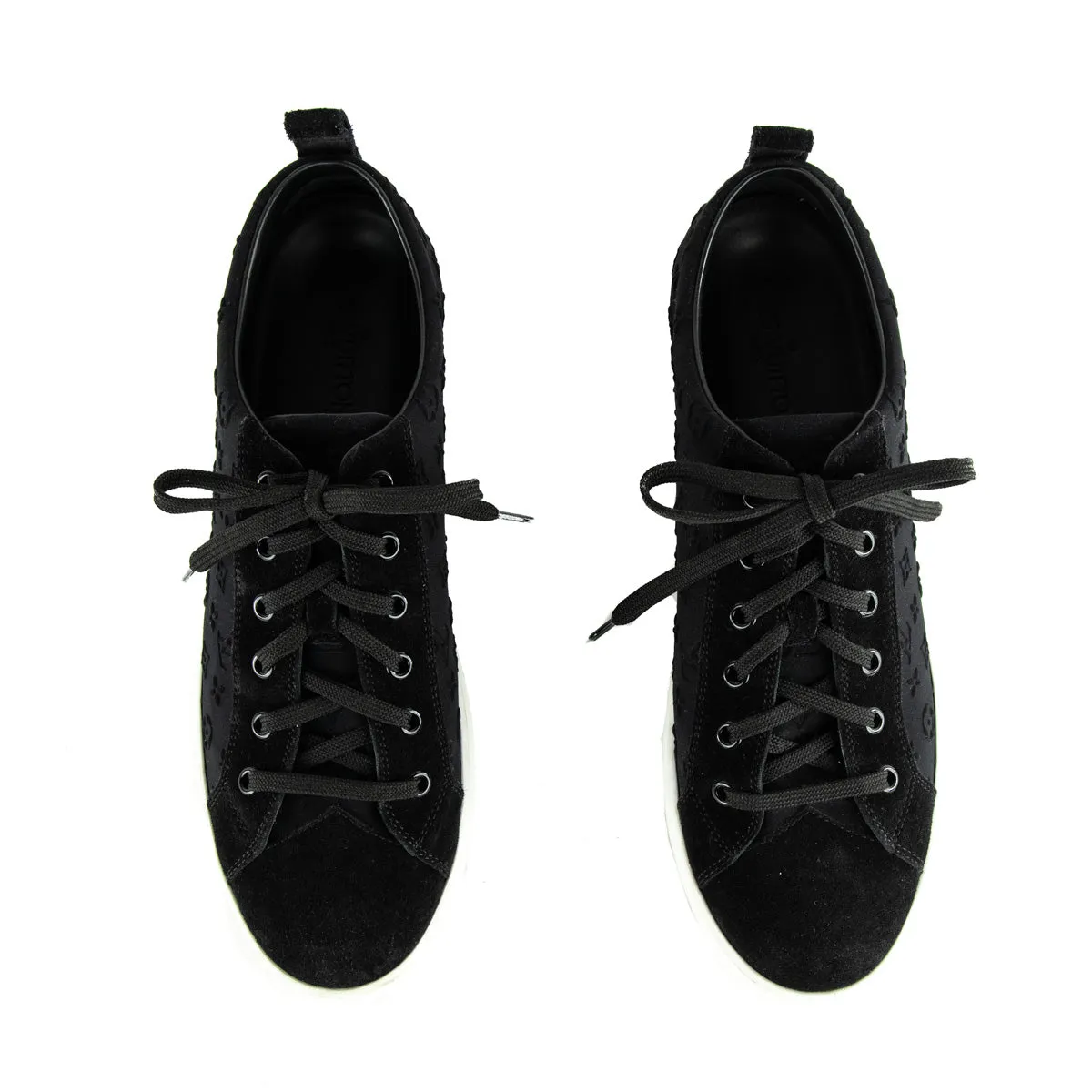 Louis Vuitton Black Suede Monogram Low Top Sneakers Size US 11 | EU 41