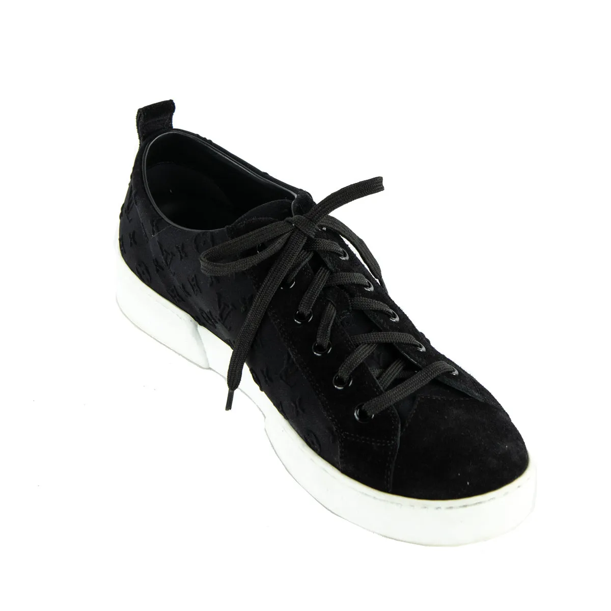 Louis Vuitton Black Suede Monogram Low Top Sneakers Size US 11 | EU 41