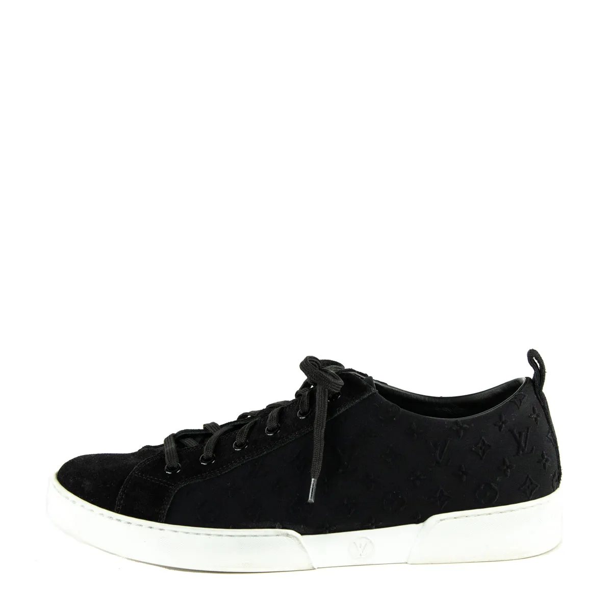 Louis Vuitton Black Suede Monogram Low Top Sneakers Size US 11 | EU 41
