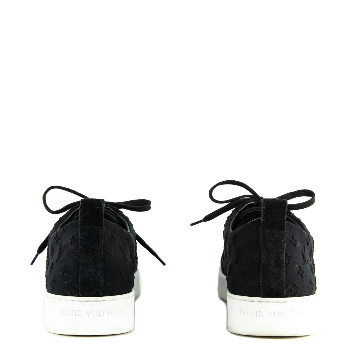 Louis Vuitton Black Suede Monogram Low Top Sneakers Size US 11 | EU 41