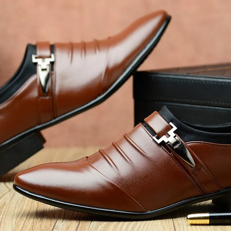 Men Leather Shoes Casual Shoes Slip-on Business Dress Shoes