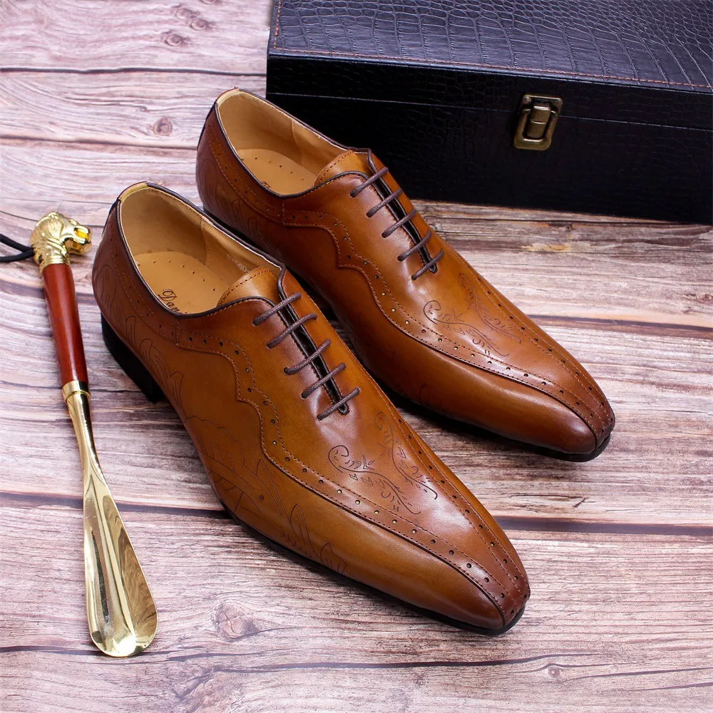 Men's Business Brown Carved Oxford Shoes