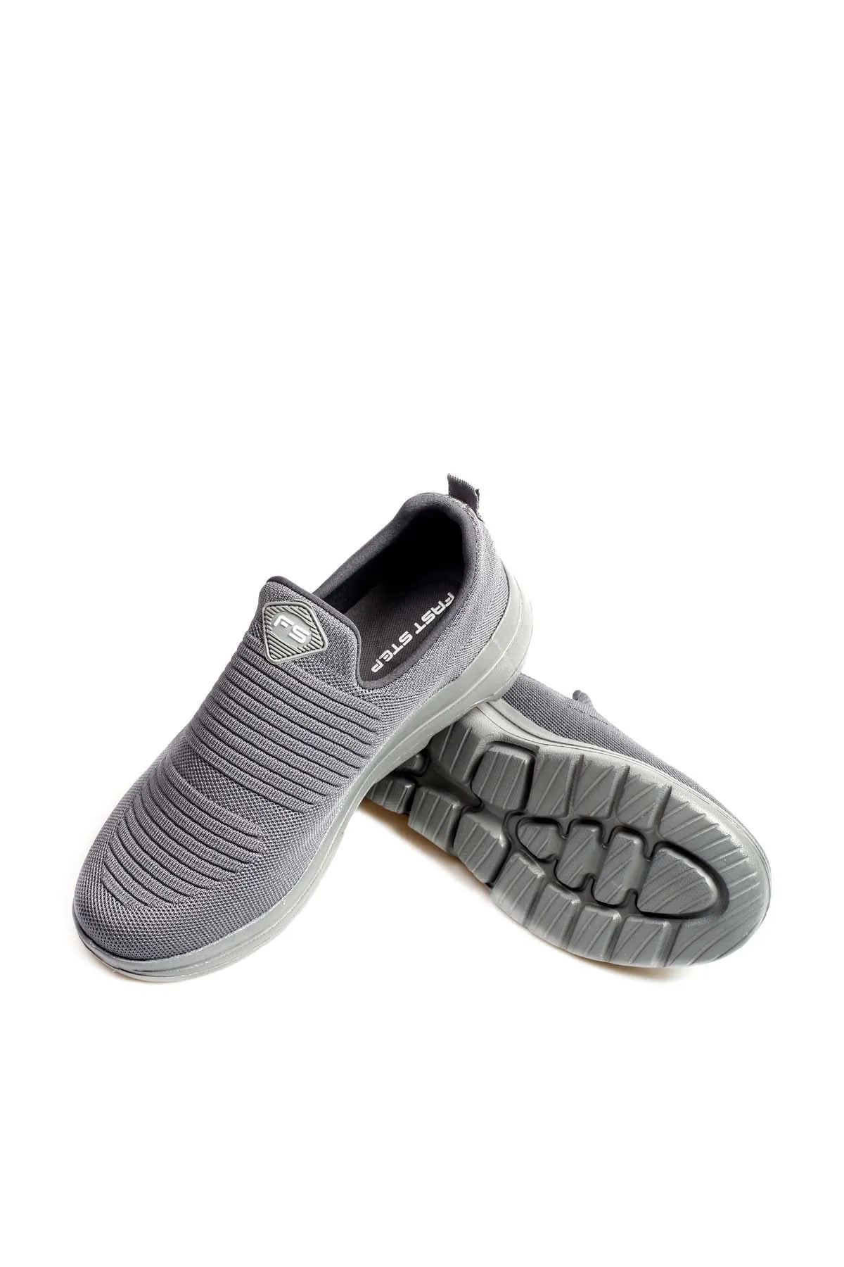 Men's Gray Knit Slip-On Sneakers-Wessi