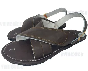 MENS LEATHER 2 STRAP brown mexican sandals with tire sole Size 7