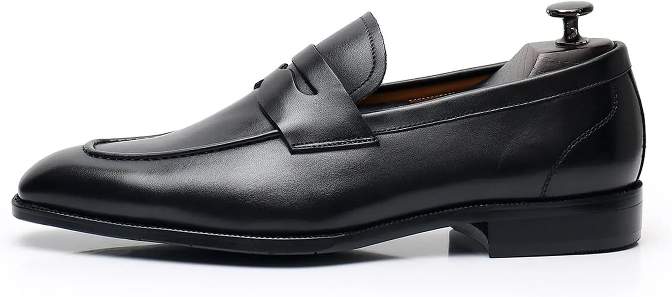 Mens Penny Loafers Slip On Causal Dress Shoes Genuine Leather Fashion Mocasines Prom Wedding Business Suit Shoes Comfortable Tuxedo Shoes for Men