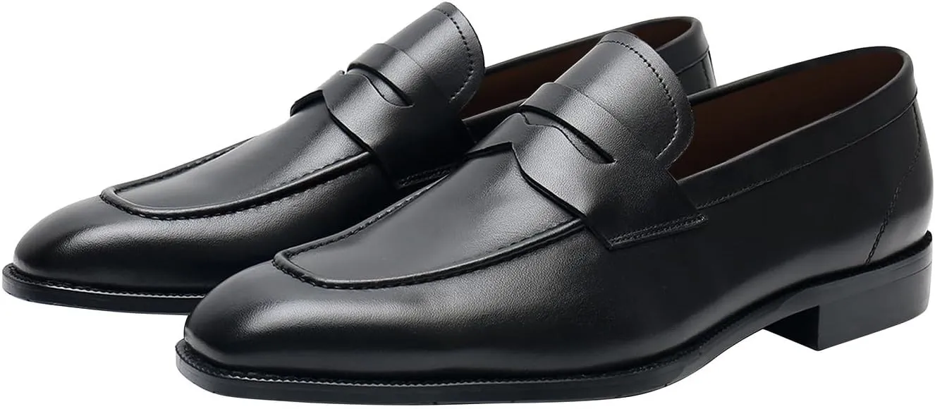 Mens Penny Loafers Slip On Causal Dress Shoes Genuine Leather Fashion Mocasines Prom Wedding Business Suit Shoes Comfortable Tuxedo Shoes for Men