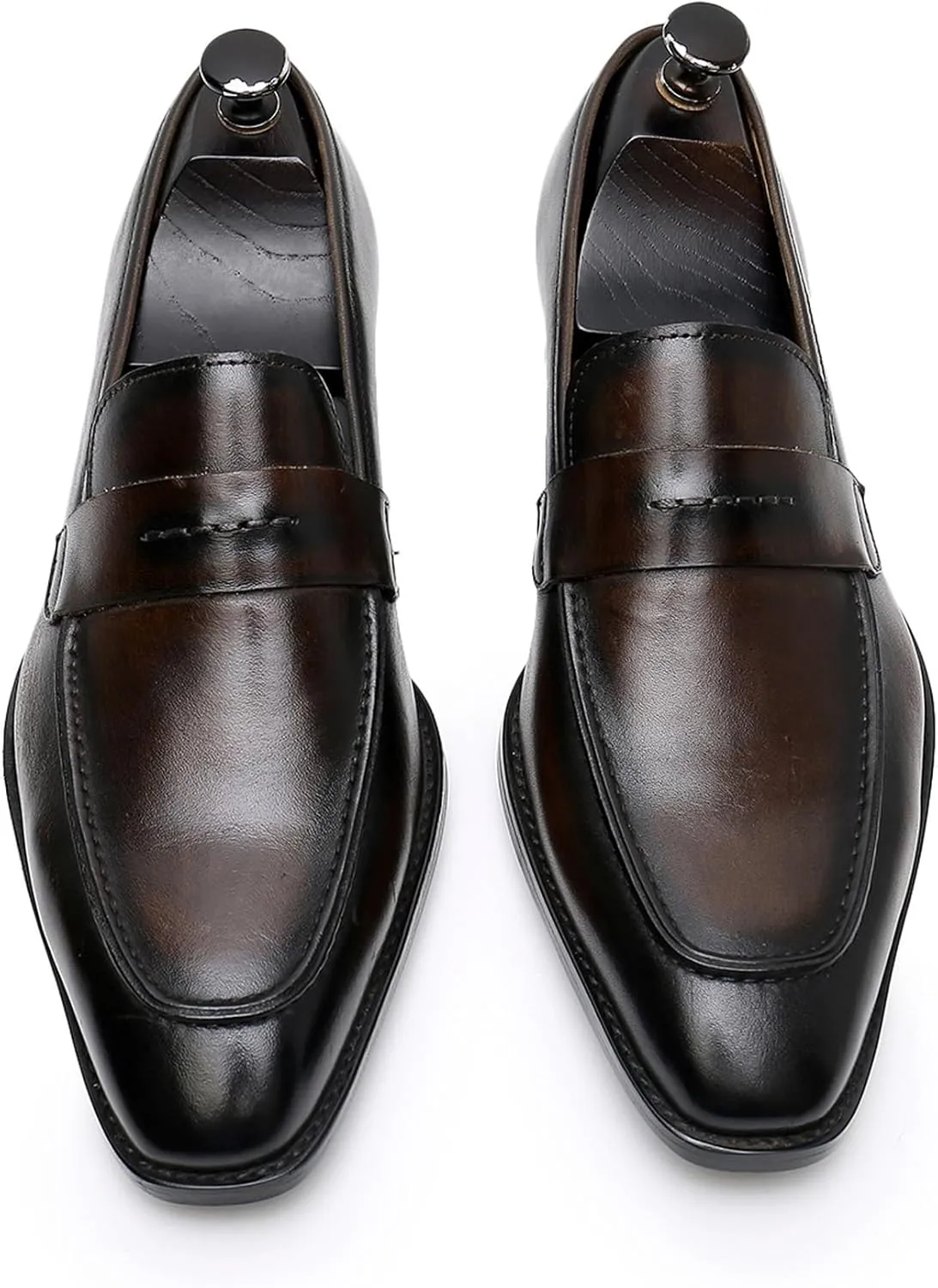 Mens Penny Loafers Slip On Formal Dress Shoes Fashion Modern Genuine Leather Suit Shoes Prom Wedding Business Mocasines Tuxedo Shoes for Men