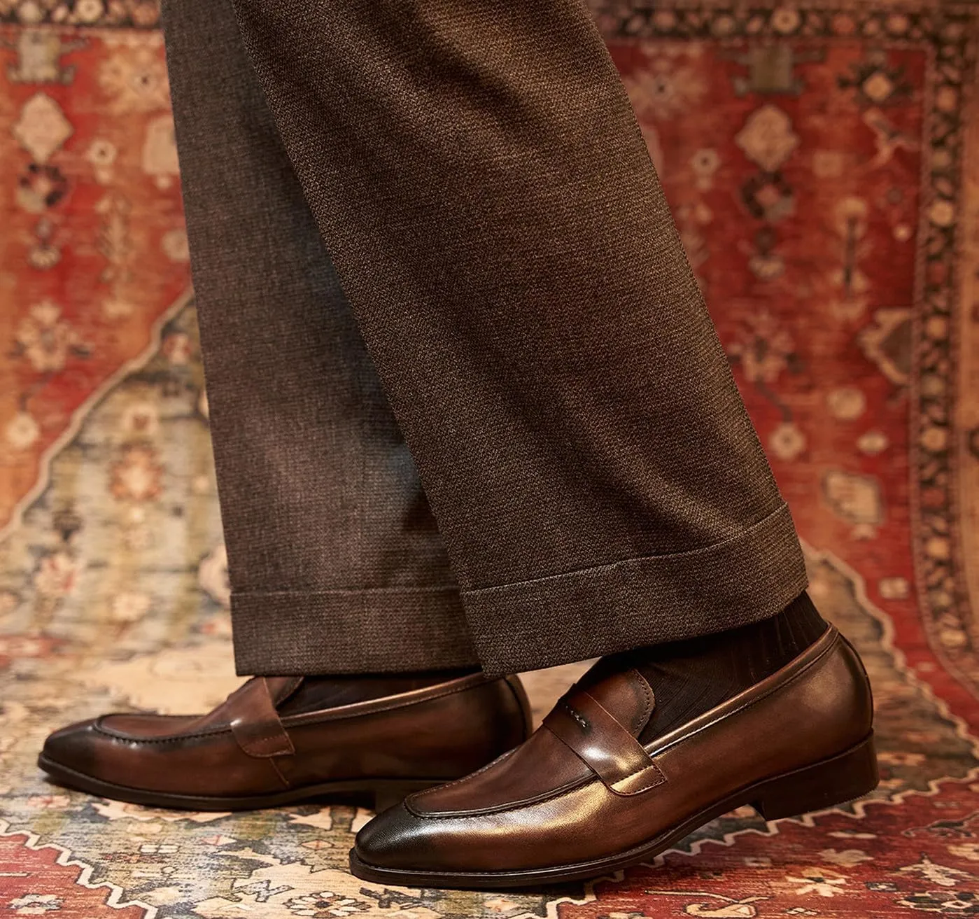 Mens Penny Loafers Slip On Formal Dress Shoes Fashion Modern Genuine Leather Suit Shoes Prom Wedding Business Mocasines Tuxedo Shoes for Men