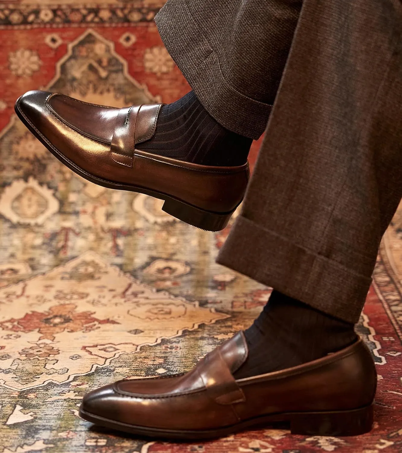 Mens Penny Loafers Slip On Formal Dress Shoes Fashion Modern Genuine Leather Suit Shoes Prom Wedding Business Mocasines Tuxedo Shoes for Men