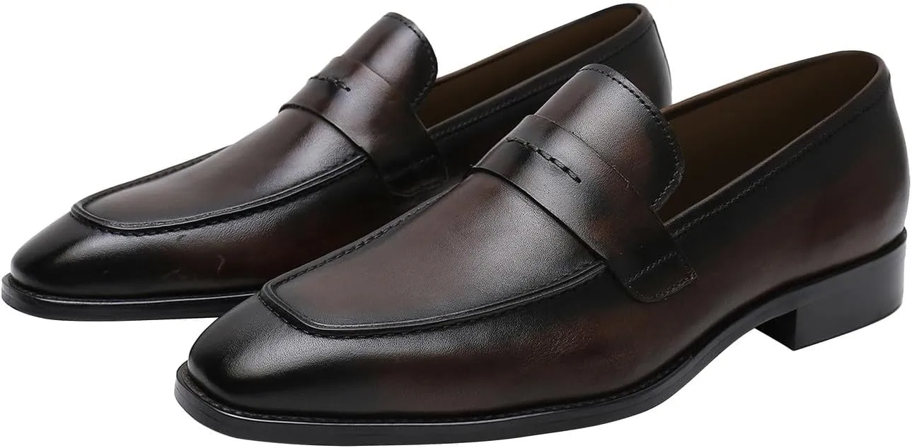 Mens Penny Loafers Slip On Formal Dress Shoes Fashion Modern Genuine Leather Suit Shoes Prom Wedding Business Mocasines Tuxedo Shoes for Men
