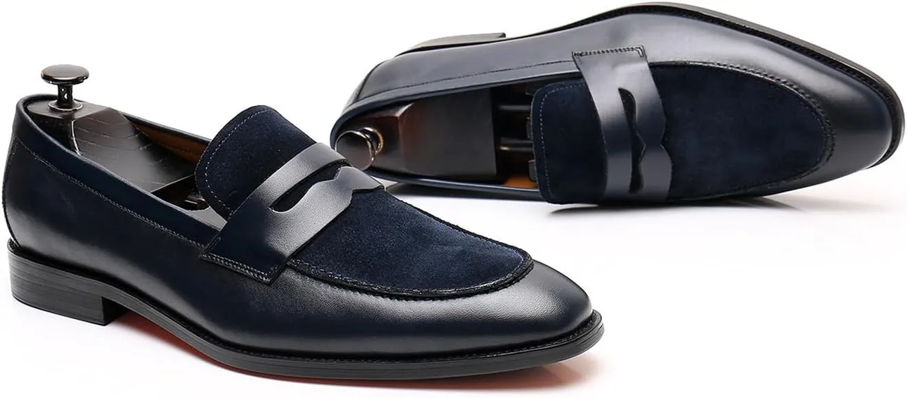 Mens Penny Loafers Slip On Formal Dress Shoes Modern Genuine Leather Mocasines Prom Wedding Business Causal Suit Shoes Tuxedo Shoes for Men