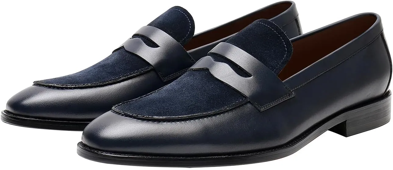 Mens Penny Loafers Slip On Formal Dress Shoes Modern Genuine Leather Mocasines Prom Wedding Business Causal Suit Shoes Tuxedo Shoes for Men