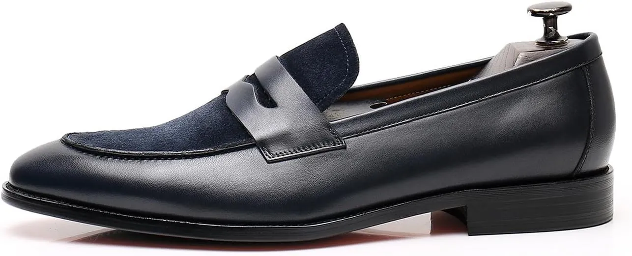 Mens Penny Loafers Slip On Formal Dress Shoes Modern Genuine Leather Mocasines Prom Wedding Business Causal Suit Shoes Tuxedo Shoes for Men