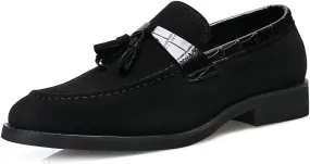Men's Suede Faux Leather Tassel Loafers – Lightweight PU Leather Slip-On Dress Shoes for Wedding, Business, Prom, Church & Casual