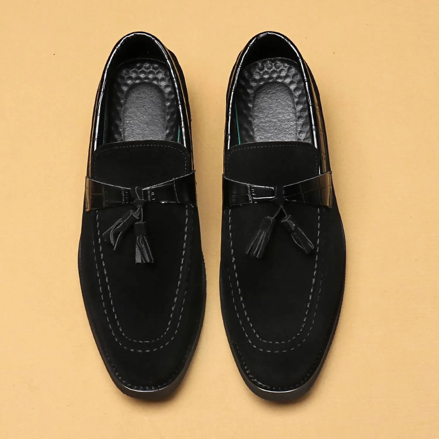 Men's Suede Faux Leather Tassel Loafers – Lightweight PU Leather Slip-On Dress Shoes for Wedding, Business, Prom, Church & Casual