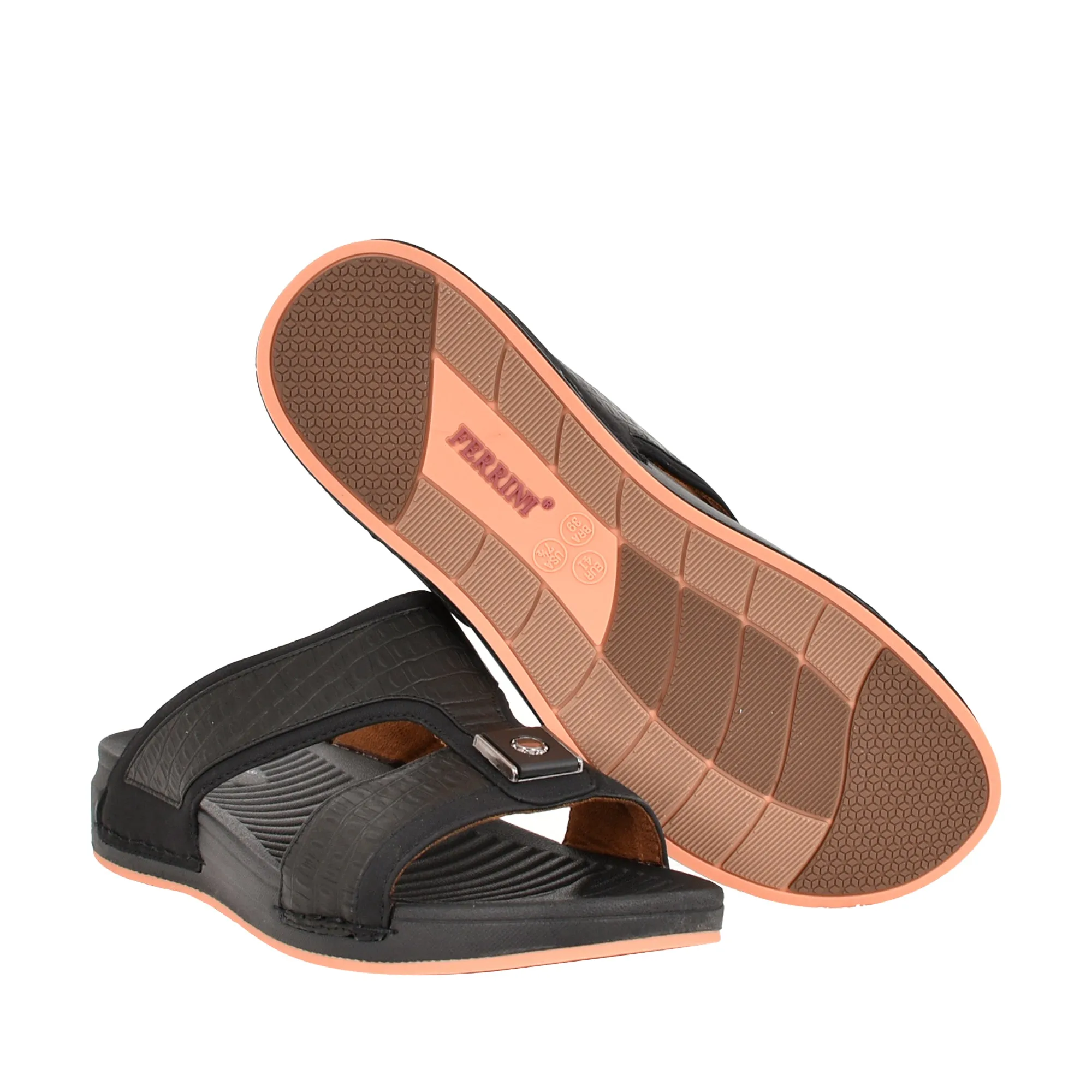 Mens Textured Arabic Sandal Black