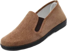 Men's Vintage Casual Corduroy Sneakers Solid Color Breathable Canvas Lazy Shoes Slip-On for Summer