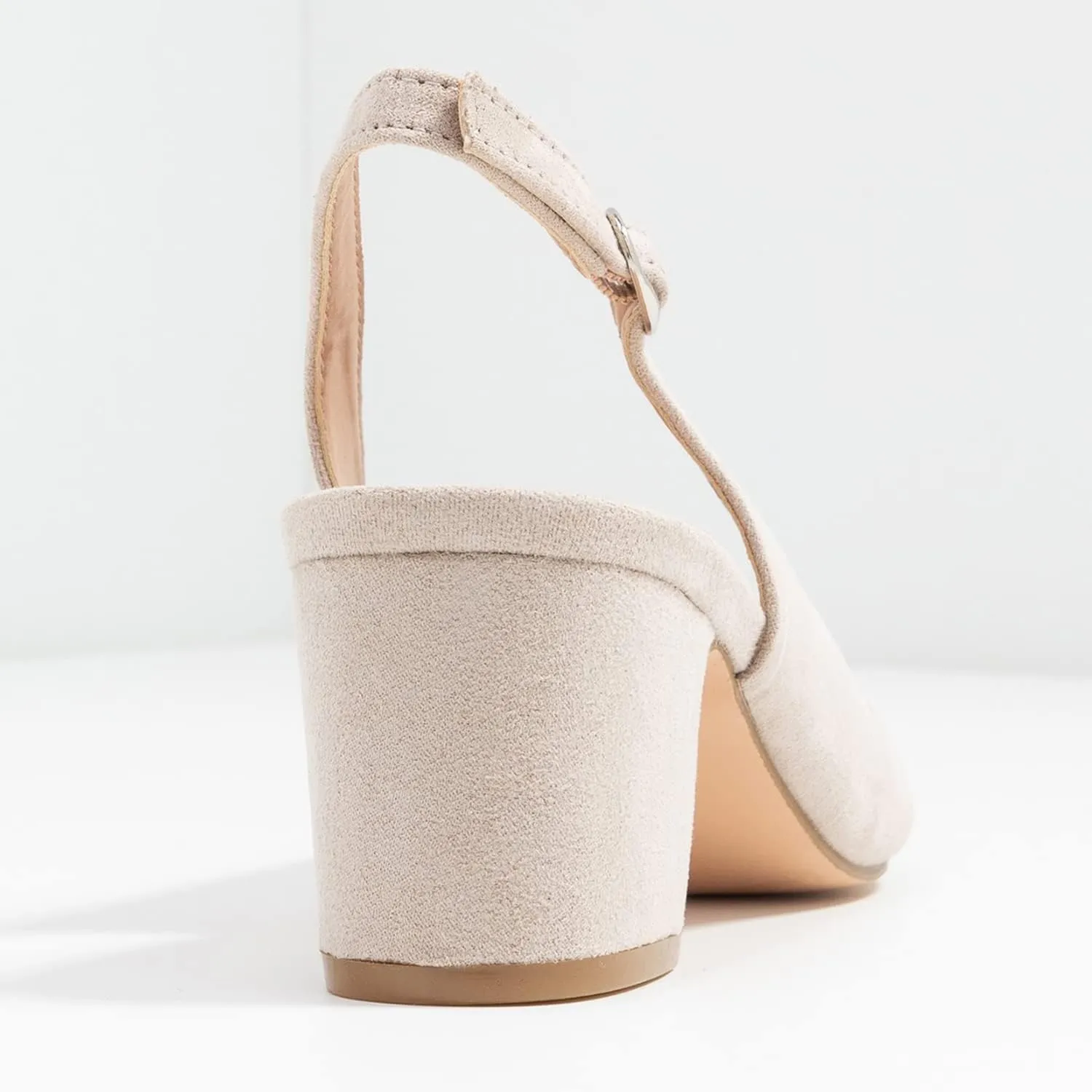 MOOMMO Women Chunky Heel Pumps Slingback Cap Toe Slip On Round Toe Dress Shoes Two Toned Patchwork 2 inch Low Heel Office Lady Formal Elegant Slide Sandals Close Toe 4-13 M US
