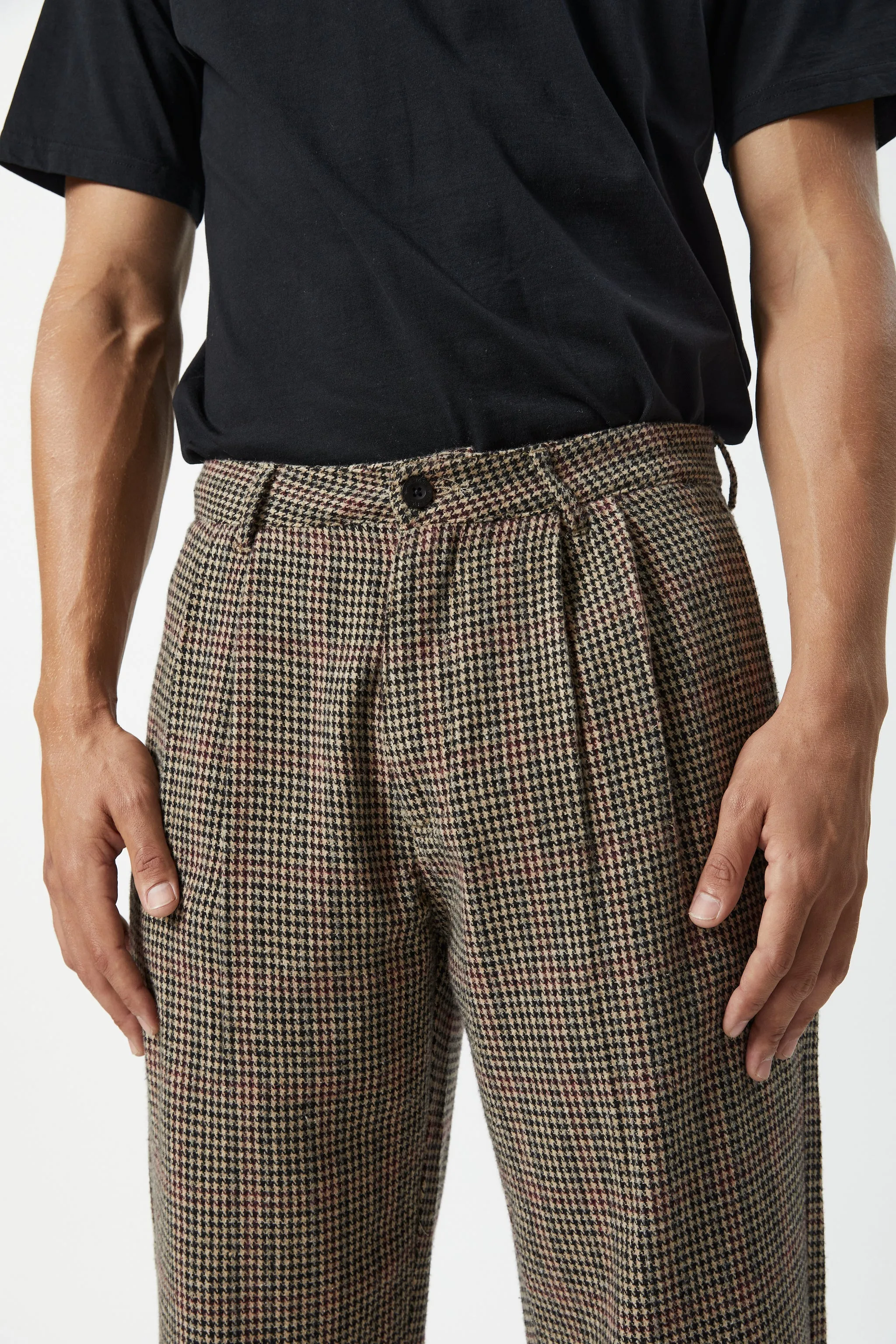 Mr Simple Brooklyn Pant in Natural Houndstooth