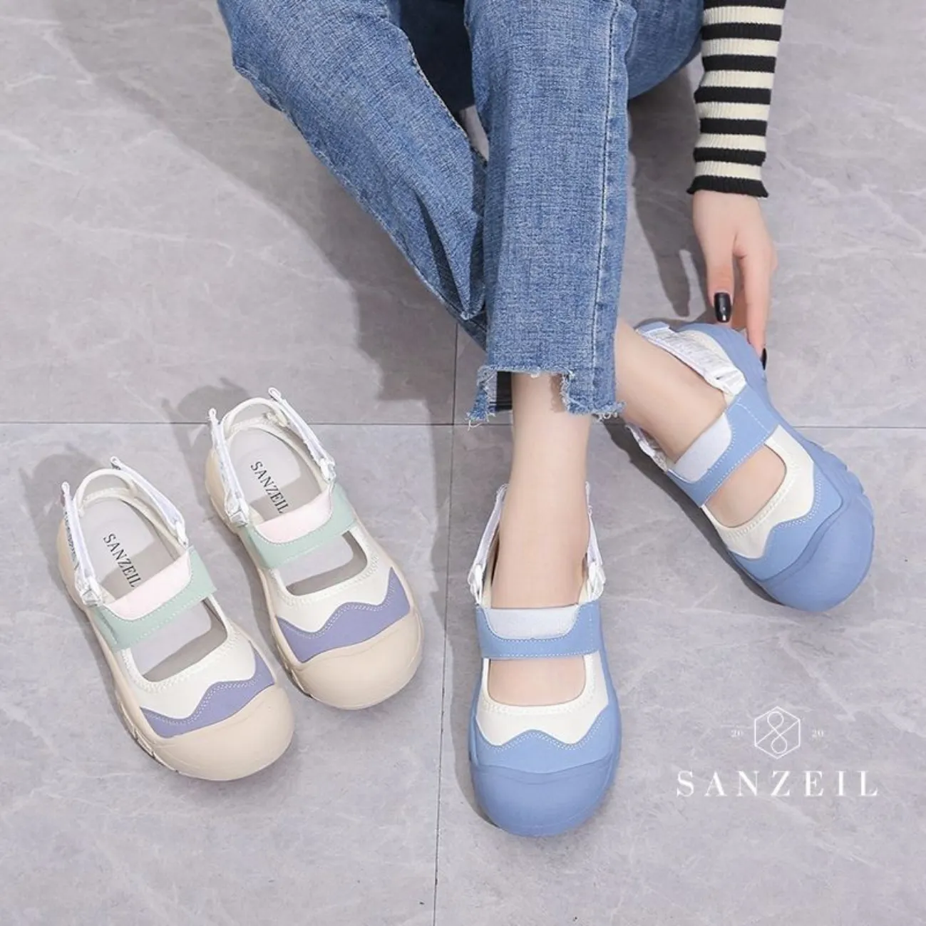 Nanccy - Women's Hollow Hook Flat Air-Cushioned Slip-On Sandals
