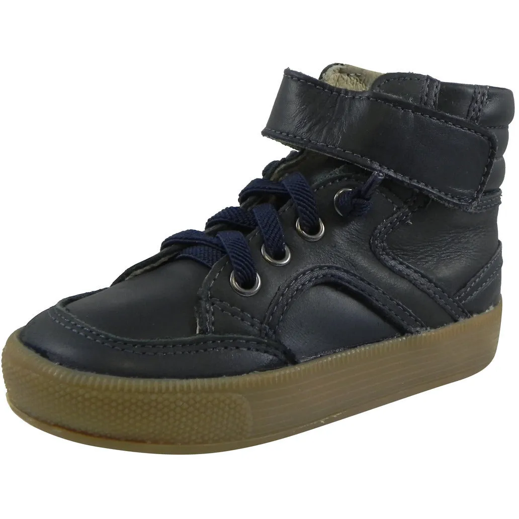 Old Soles 1026 Boy's Navy OS Rap Leather Lace Up Strap High Tops Sneaker
