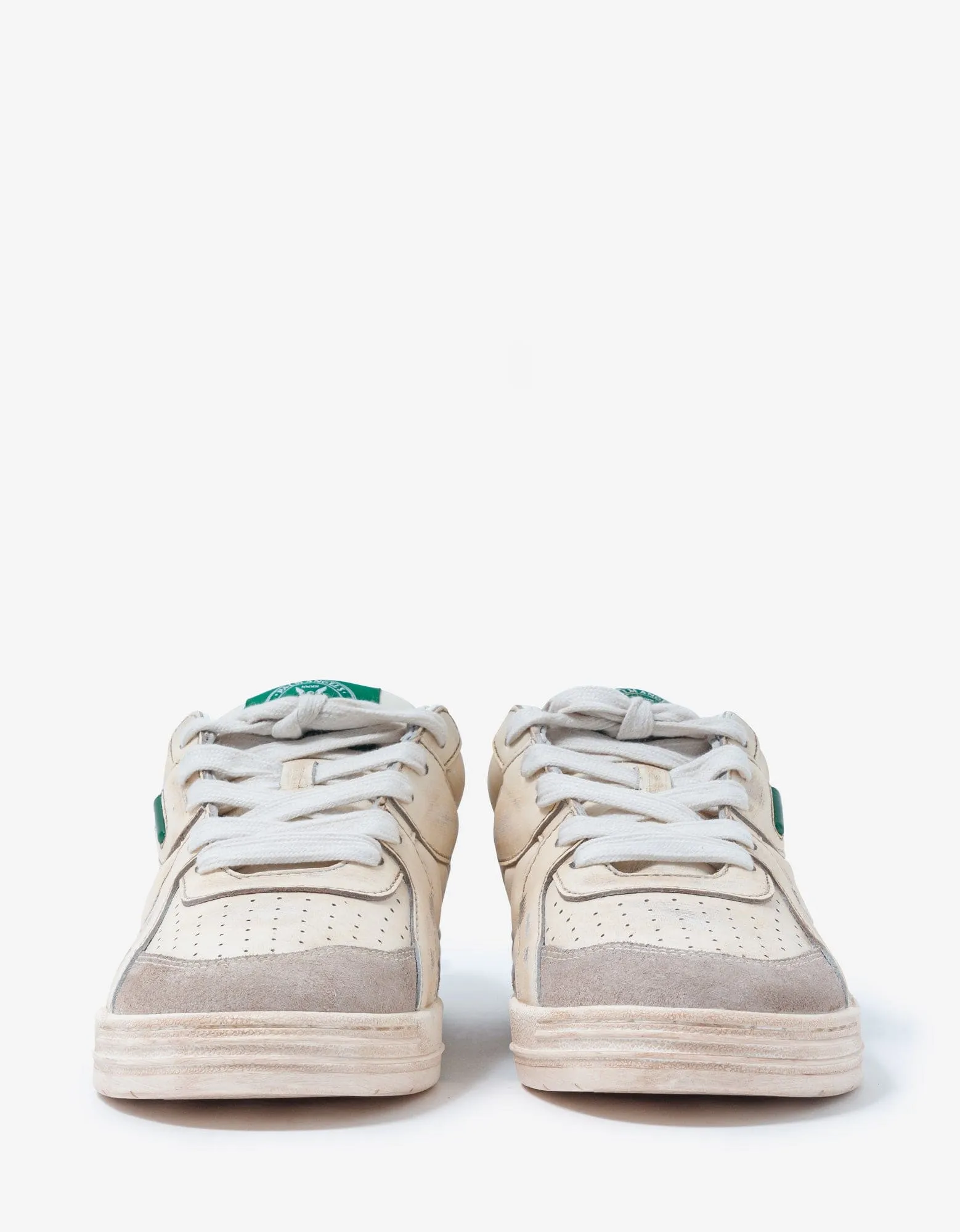 Palm Angels White & Green Palm University Trainers