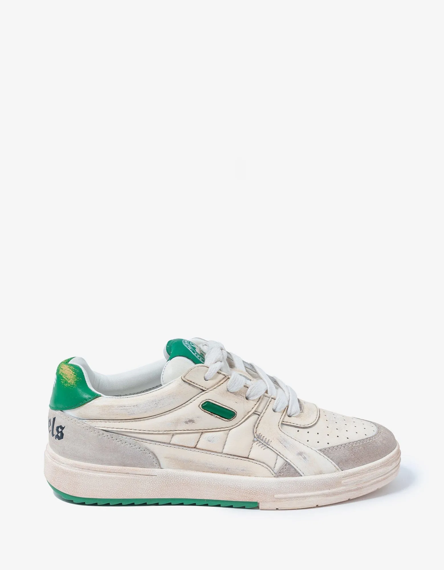 Palm Angels White & Green Palm University Trainers