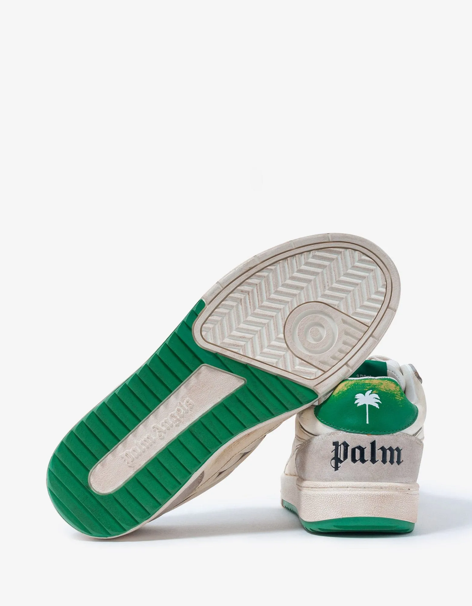 Palm Angels White & Green Palm University Trainers