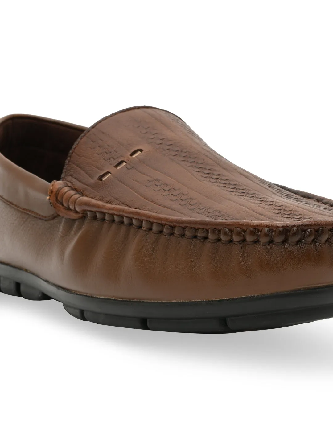 Regal Tan Men Textured Casual Driving Loafers
