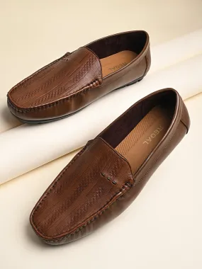 Regal Tan Men Textured Casual Driving Loafers