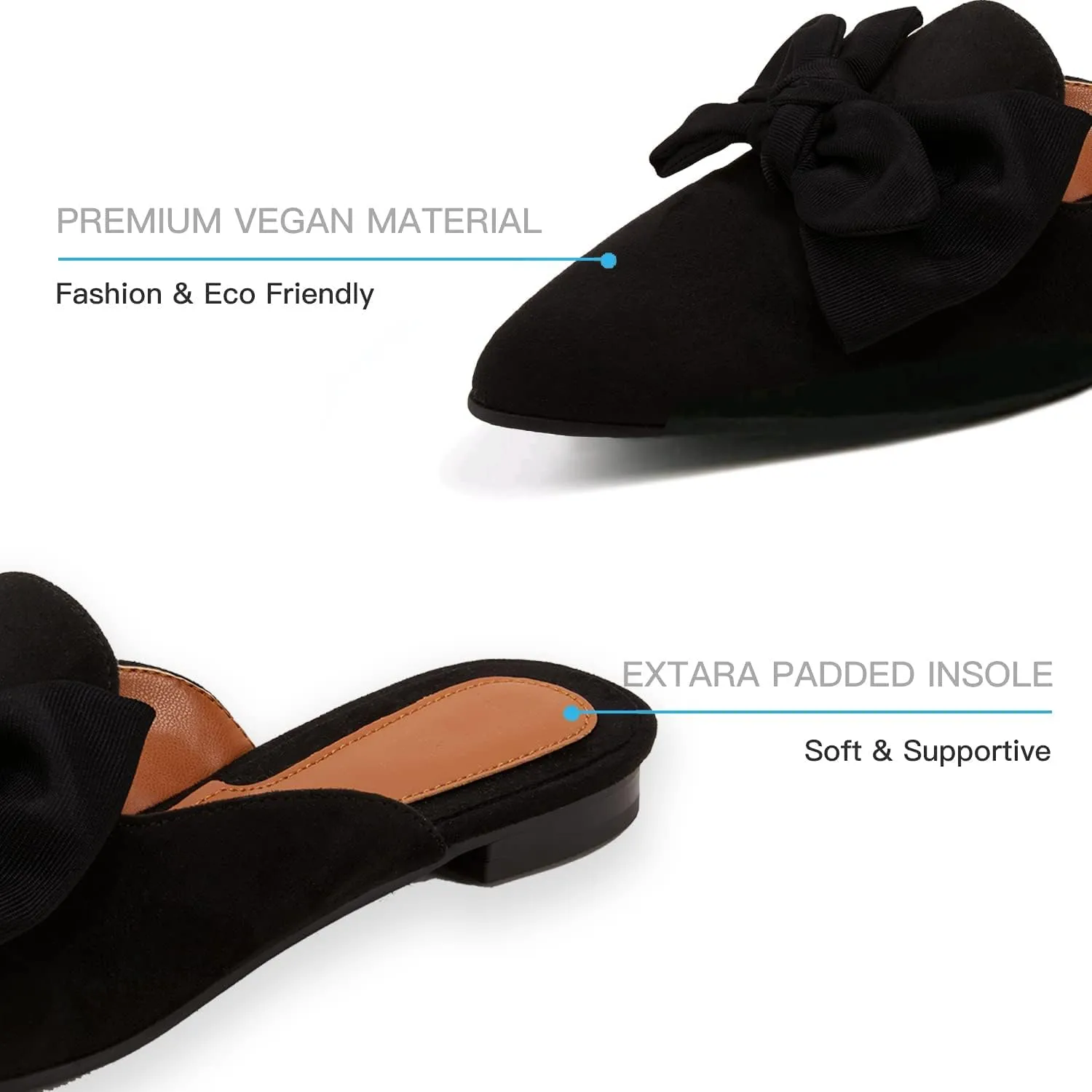 Rilista Mules for Women Slip On Comfortable Pointed Toe Womens Loafers Women's Flats for Women's Mules & Clogs