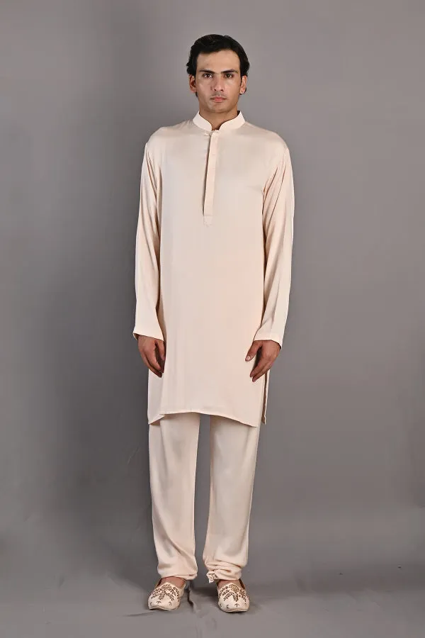 Rosen - Peach Hand Embroidered Sherwani Jacket set