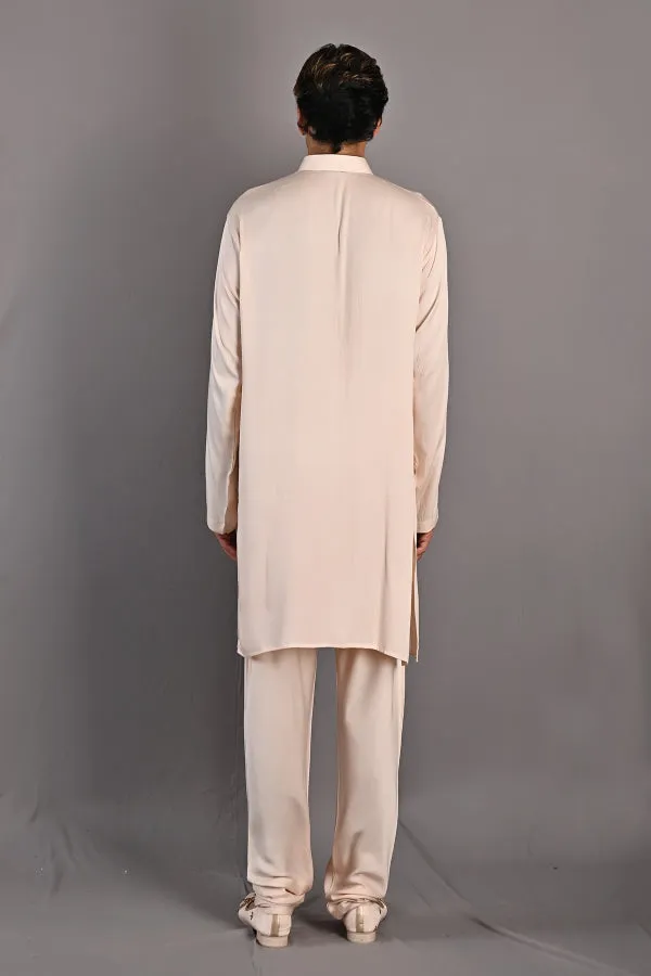 Rosen - Peach Hand Embroidered Sherwani Jacket set