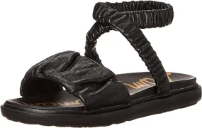 Sam Edelman Velma Black Rounded Open Toe Strappy Ankle Cuff Wedge Heeled Sandals