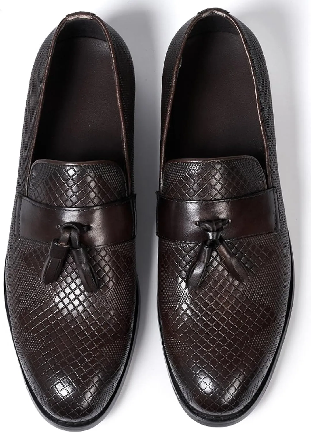 Santimon Mens Dress Shoes Tassel Loafers Slip On Casual Genuine Leather Penny Loafers Fashion Prom Wedding Business Mocasines Comfortable Tuexdo Shoes for Men