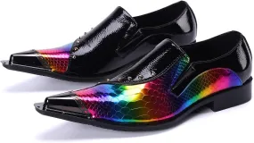 Santimon Mens Loafer Shoes Formal Dress Prom Rainbow Burnished Genuine Leather Lined Rivet Metal Cap Tip Sleek Luxury Party Shoes Santimon Mens Loafer Shoes Formal Dress Prom Rainbow Burnished Genuine Leather Lined Rivet Metal Cap Tip Sleek Luxury Party Shoes