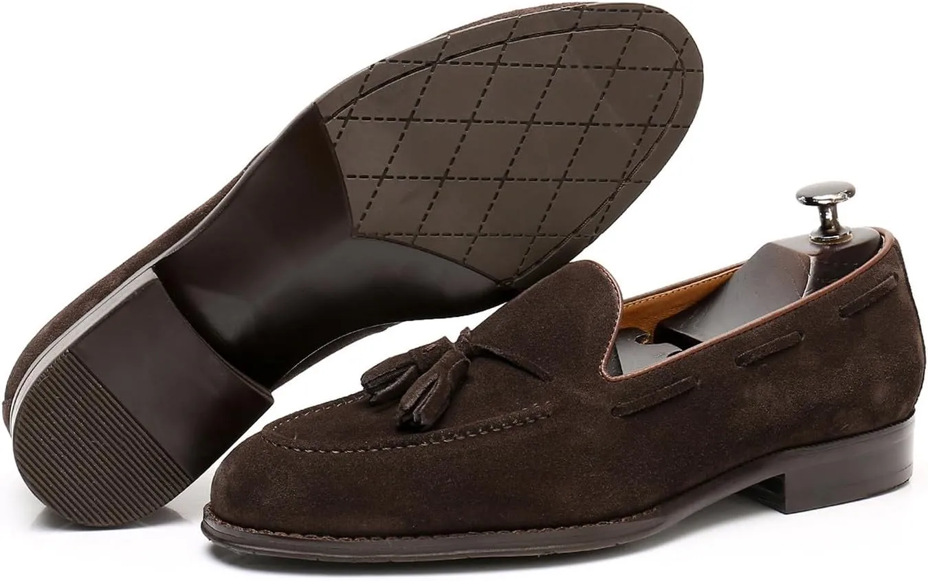 Santimon Mens Tassel Loafers Slip On Dress Causal Mocasines Modern Prom Wedding Genunie Leather Penny Loafers Comfortable Breathable Fashion Tuxedo Shoes for Men