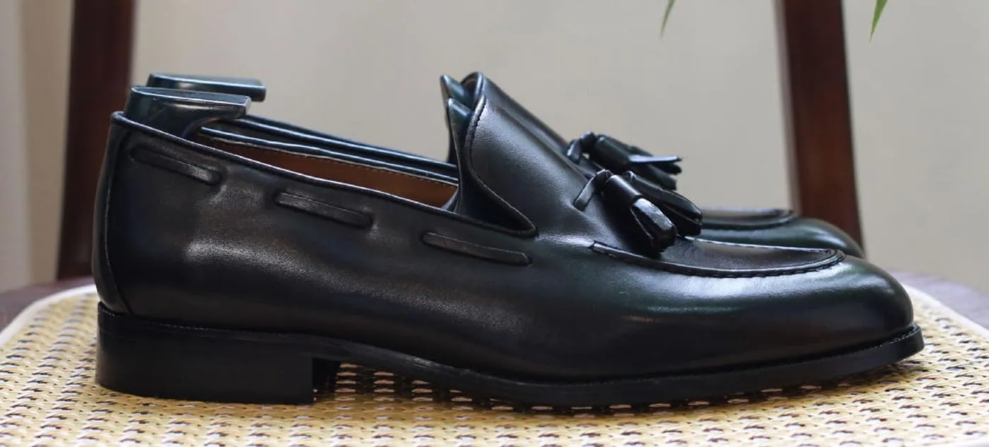 Santimon Mens Tassel Loafers Slip On Dress Causal Mocasines Modern Prom Wedding Genunie Leather Penny Loafers Comfortable Breathable Fashion Tuxedo Shoes for Men