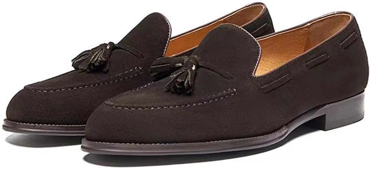 Santimon Mens Tassel Loafers Slip On Dress Causal Mocasines Modern Prom Wedding Genunie Leather Penny Loafers Comfortable Breathable Fashion Tuxedo Shoes for Men