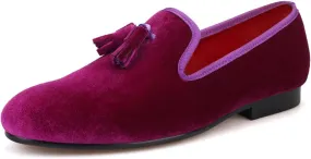 Santimon Mens Tassel Loafers Slip On Wedding Dress Velvet Penny Loafers Fashion Tuxedo Formal Business Casual Luxury Prom Shoes Smoking Party Disco Slippers Suede Moccasins for Men