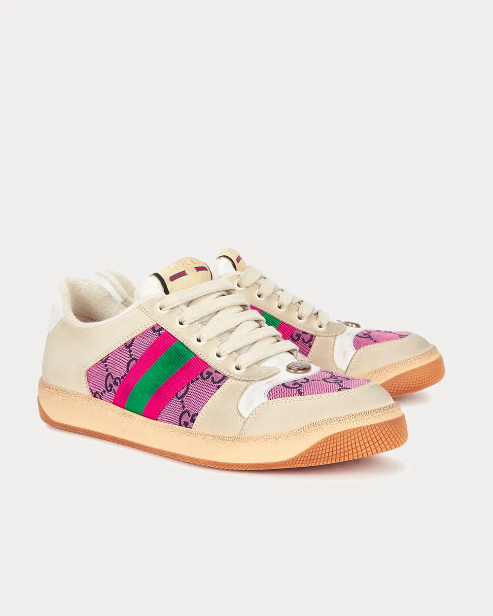 Screener GG Panelled Cream / Pink Low Top Sneakers