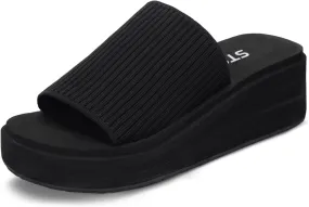 STQ Platform Sandals Women Cute Chunky Slides with Comfort Memory Foam
