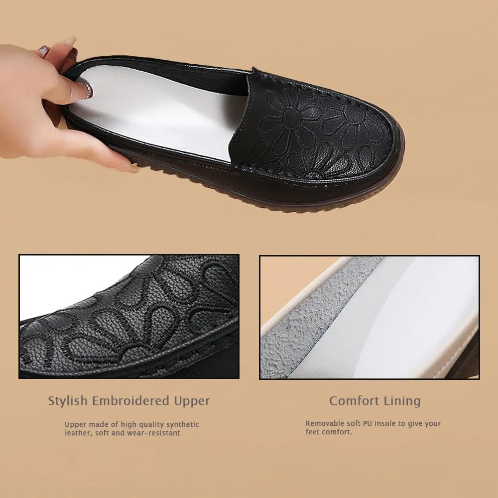 Succttssful Women's Closed Toe Mules Sandals for Walking: Backless Flats Loafers for Office - Casual Leather Mules for Girls