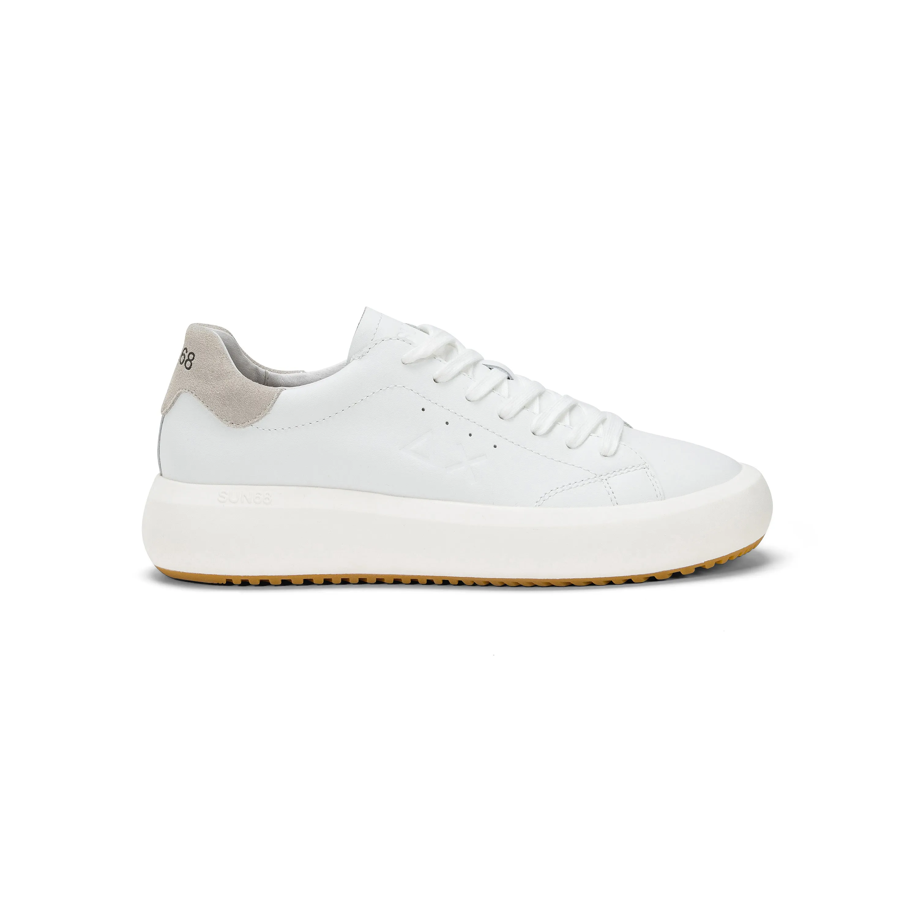 SUN68 BIG BOY LEATHER WHITE SNEAKERS FOR MEN