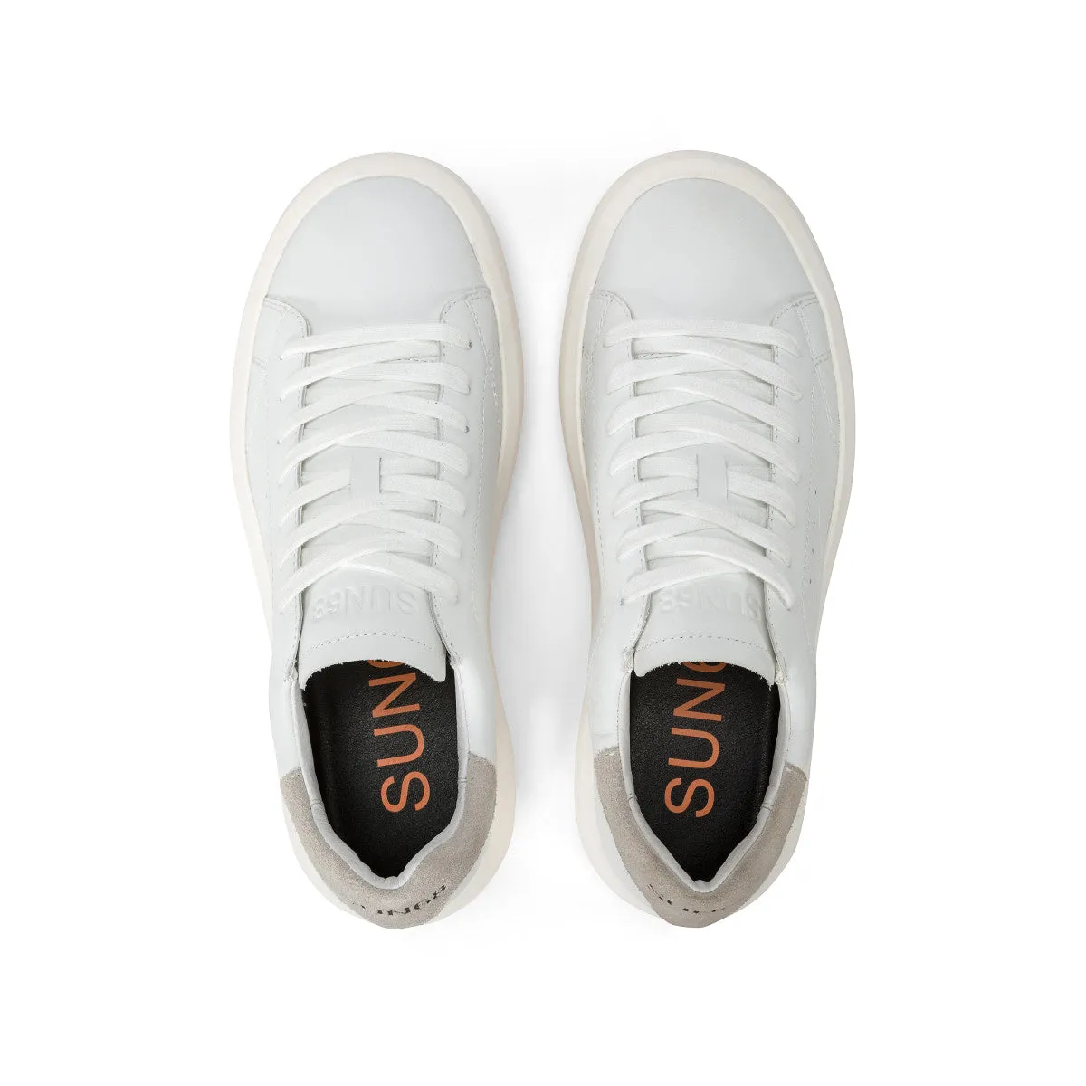 SUN68 BIG BOY LEATHER WHITE SNEAKERS FOR MEN