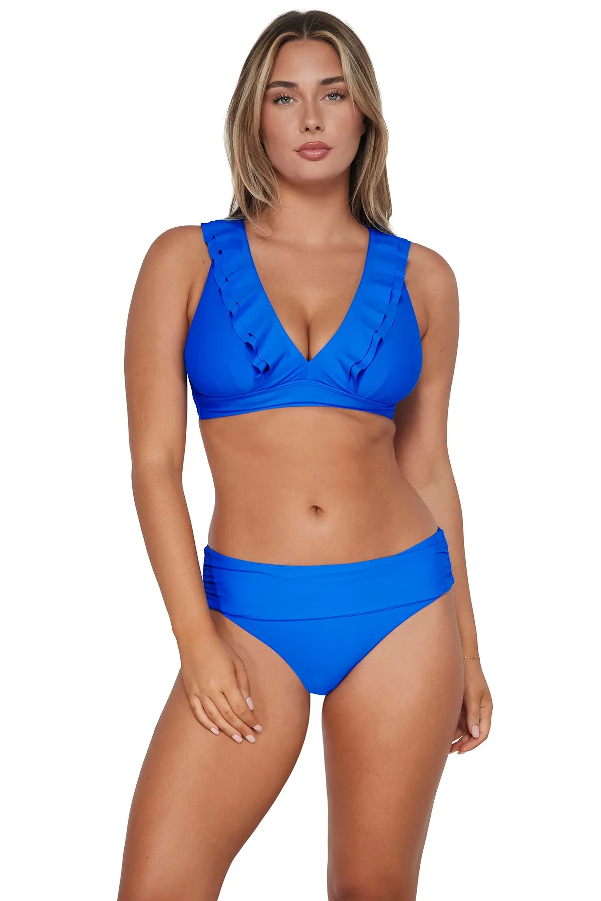 Sunsets Electric Blue Capri High Waist Bottom