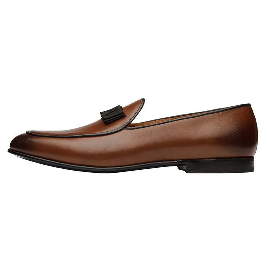 Tan Bowtie Belgian Loafers