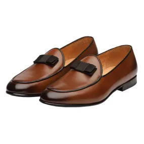 Tan Bowtie Belgian Loafers