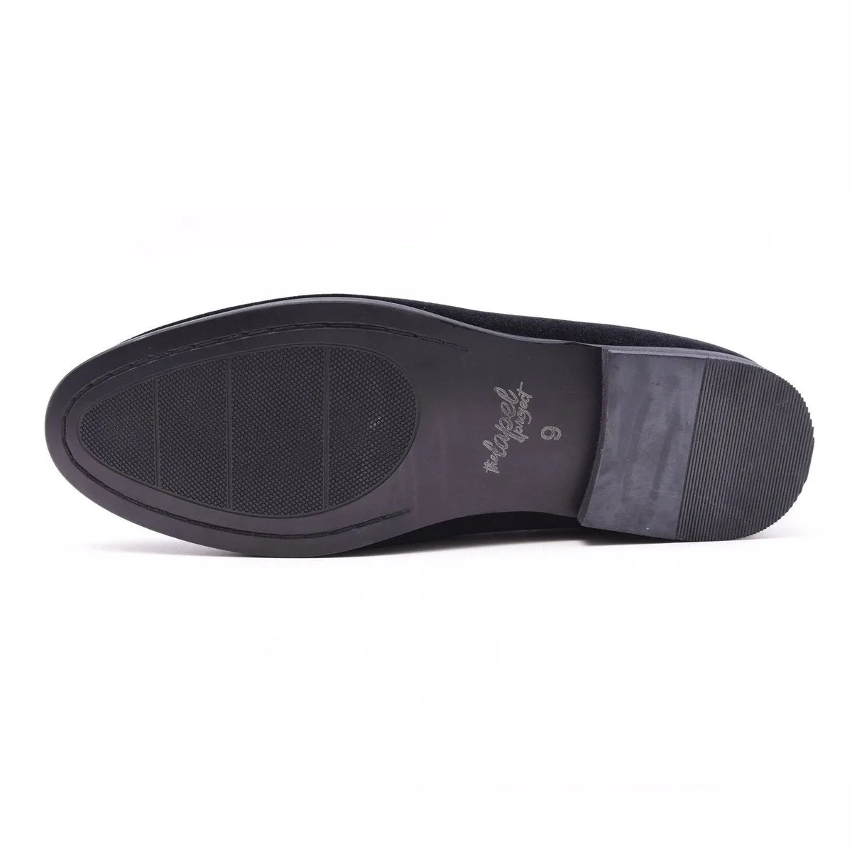 The Lapel Project Black Velvet Mens Slip-On Tuxedo Dress Shoes